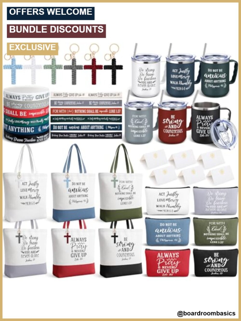 Christian Gift Set for Women 36 Pcs Inspirational Religious Faith Tote Bags